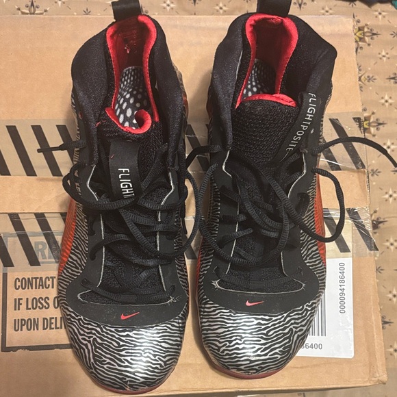 Nike Flightposite Black and Silver with Red Accents